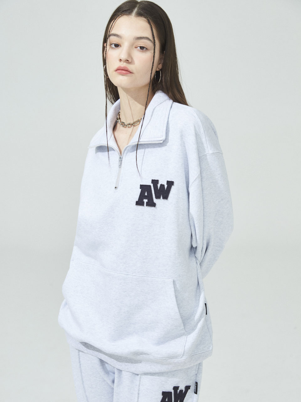 AW PATCH HALF ZIP-UP_GY(22SPTP03)